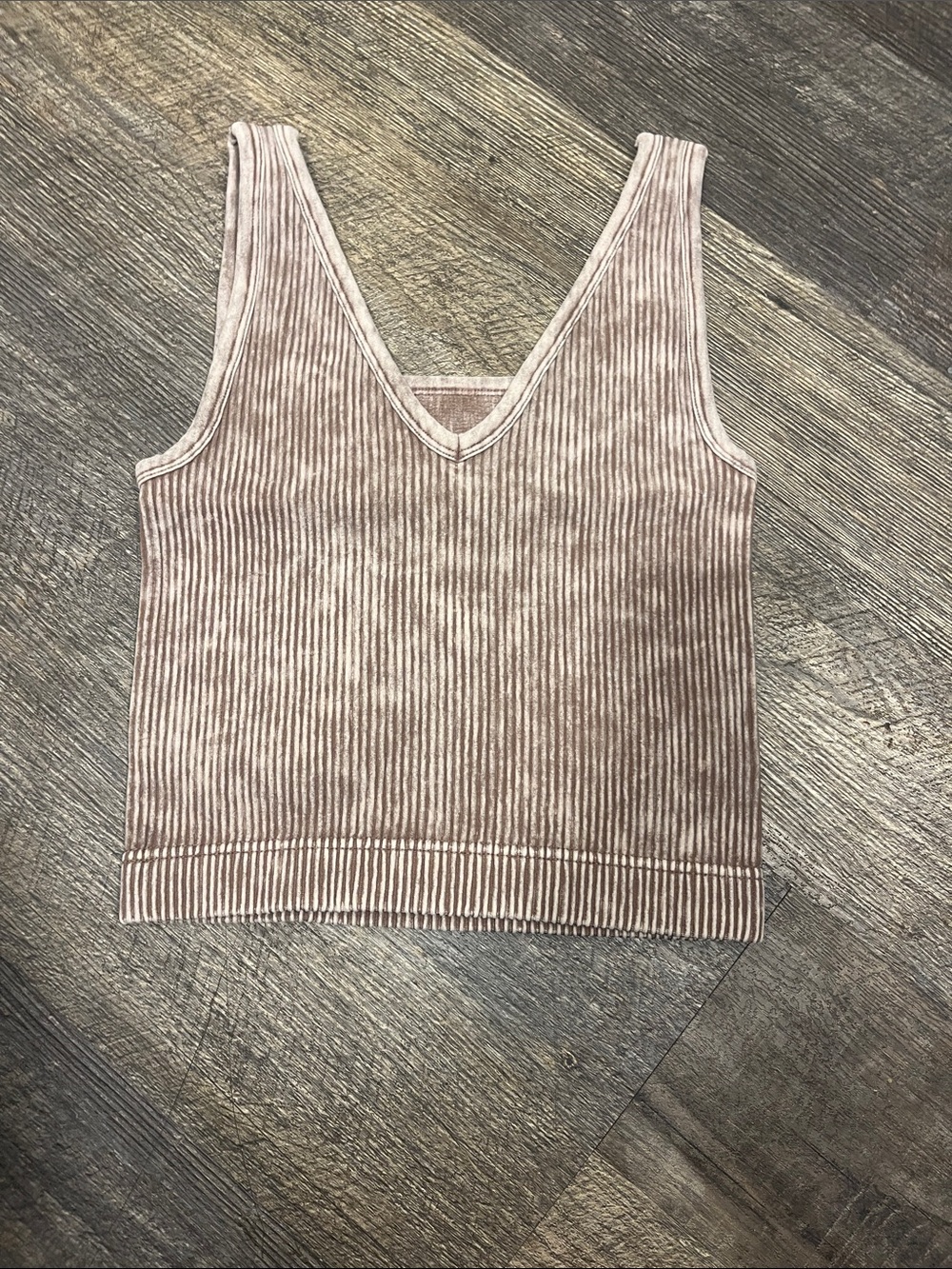 Zenana Outfitters Ribbed V-Neck Tank Top - Taupe